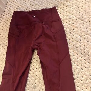 Burgundy 7/8 length lululemon leggings
